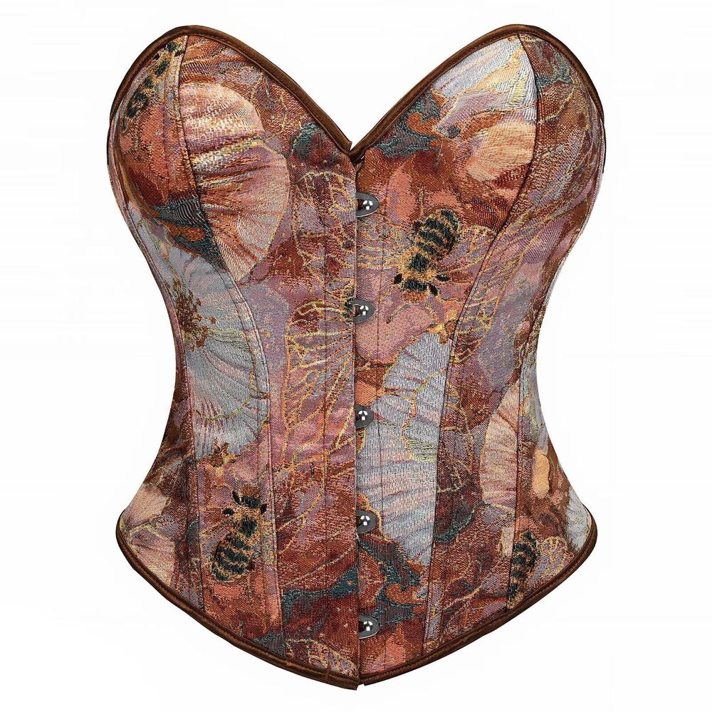 7659 Corset Top Plus Size Vintage Corset Lingerie Floral Boned Bustier Sexy - Picture 1 of 6